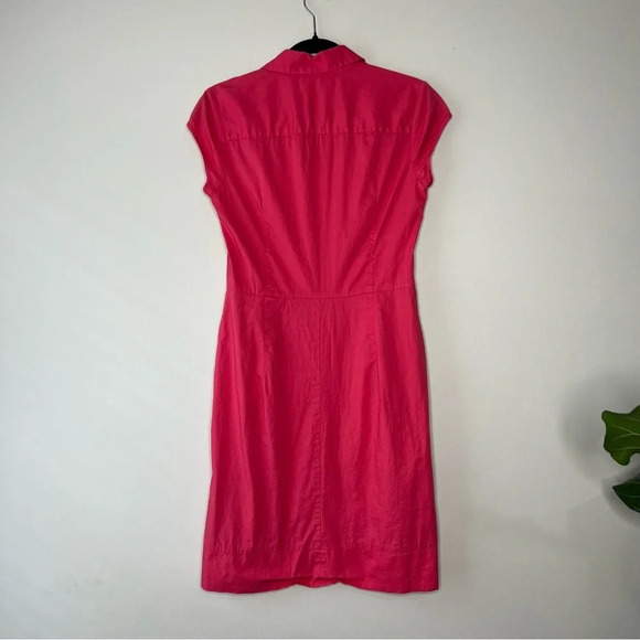 Banana Republic pink button down midi shirt dress sz 4 collar preppy barbiecore - Picture 4 of 7